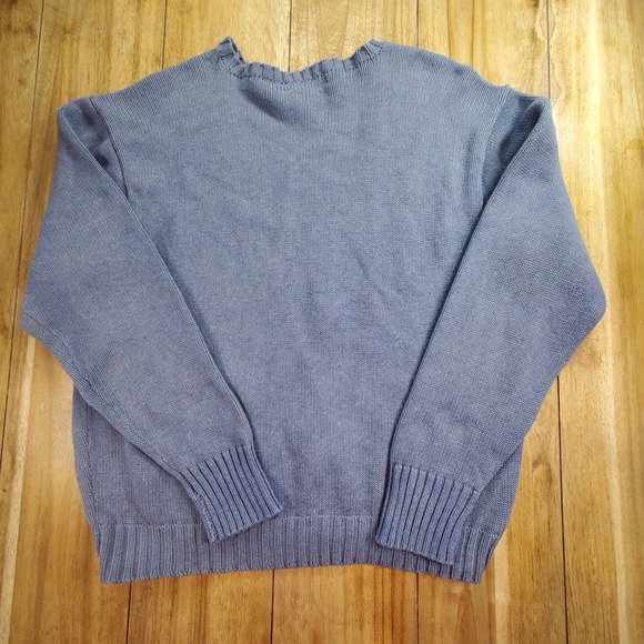 Polo Ralph Lauren Sweater Mens XL Blue 100% Cotton Crew Neck Pony Logo Vintage - Picture 3 of 7